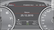 Instrument cluster: Engine switched off (stop phase)